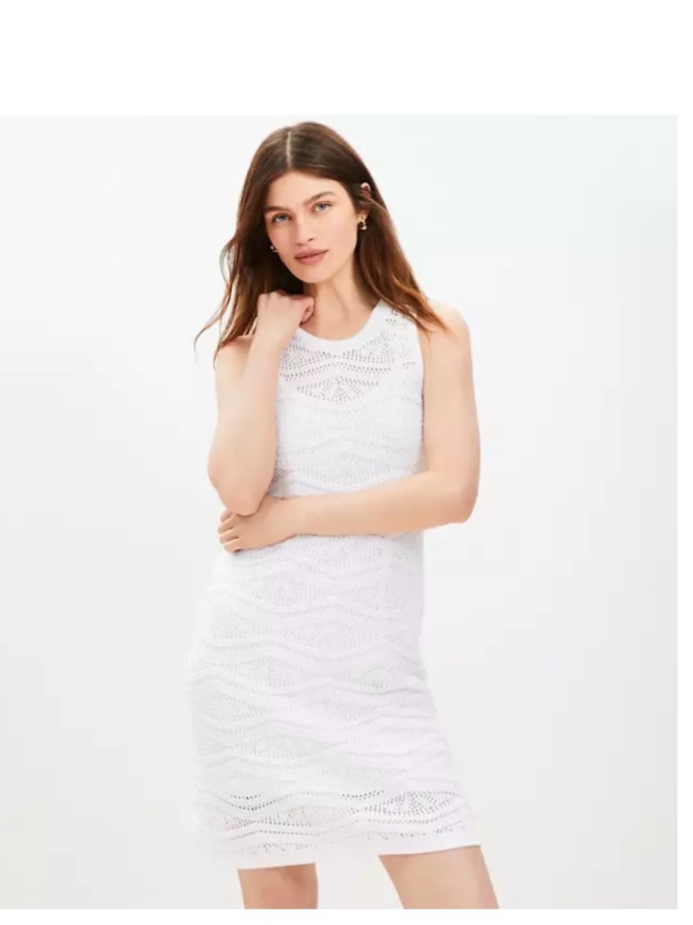 LOFT White Knit Sleeveless Dress